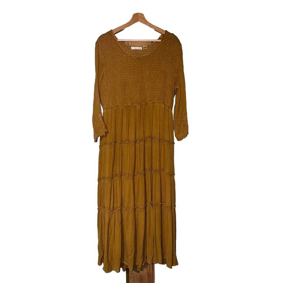Studio West Tiered Smocked Maxi Dress Women's Size XL Boho Cottagecore Gypsy - Picture 5 of 6